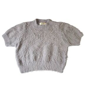 Hot Sale Fuzzy Eyelash Knit Crop Sweater Women XS  Lavender Gray Coquette Y2K